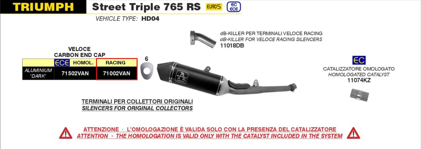 Arrow Slip-On Racing Veloce Aluminium Triumph Street Triple 765 (20-22) 71002VAN - Image 5