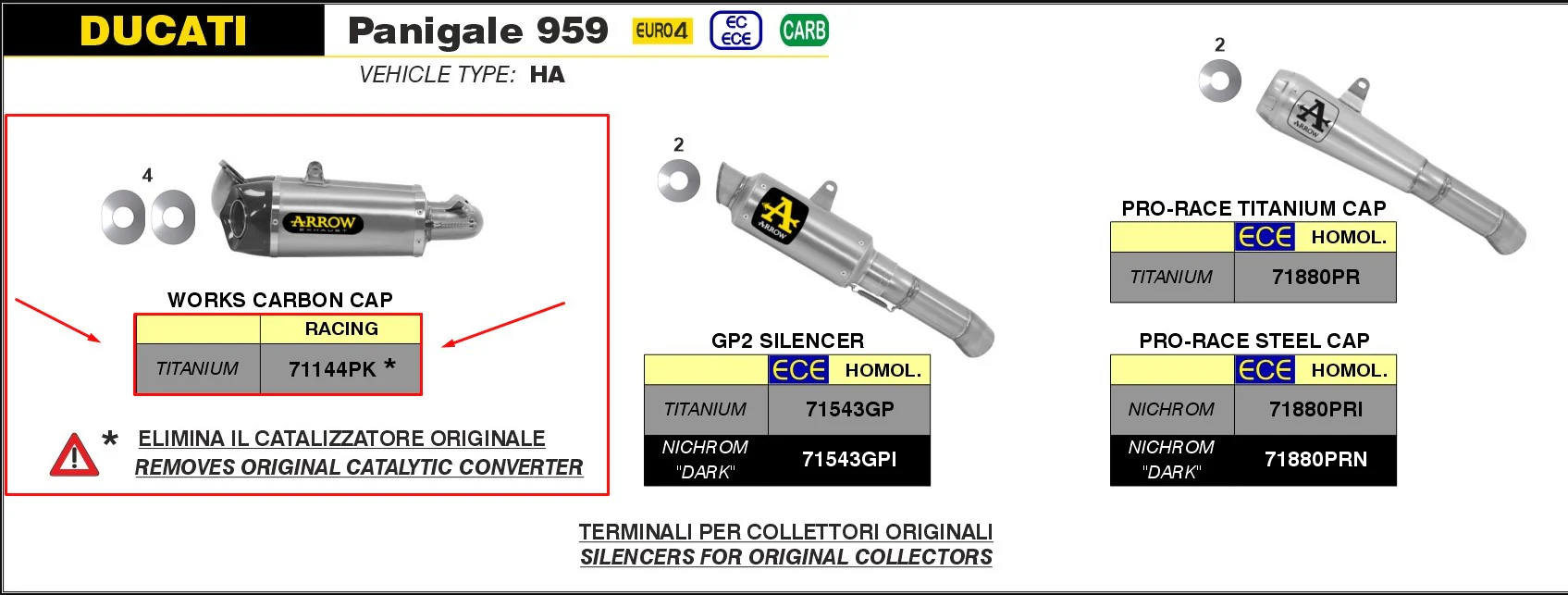 Arrow Slip-On Titanium Ducati Panigale 959 (16-19) 71144PK - Image 4