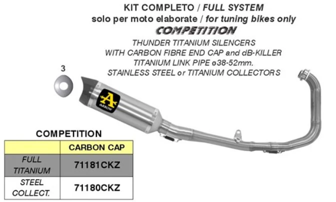 Arrow Komplettanlage Competition Edelstahl Yamaha YZF-R3 (15-20) 71180CKZ - Image 2