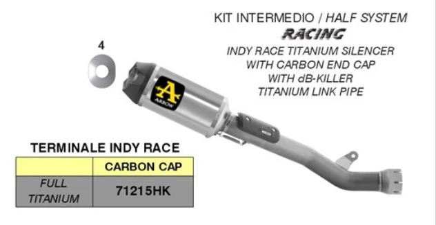Arrow Slip-On Kit Indy-Race Titanium Kawasaki ZX-10R/RR (21-26) 71215HK - Image 2