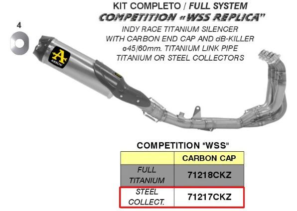 Arrow Komplettanlage Competition WSS Replica Yamaha YZF-R6 RJ27 (17-26) 71217CKZ - Image 3