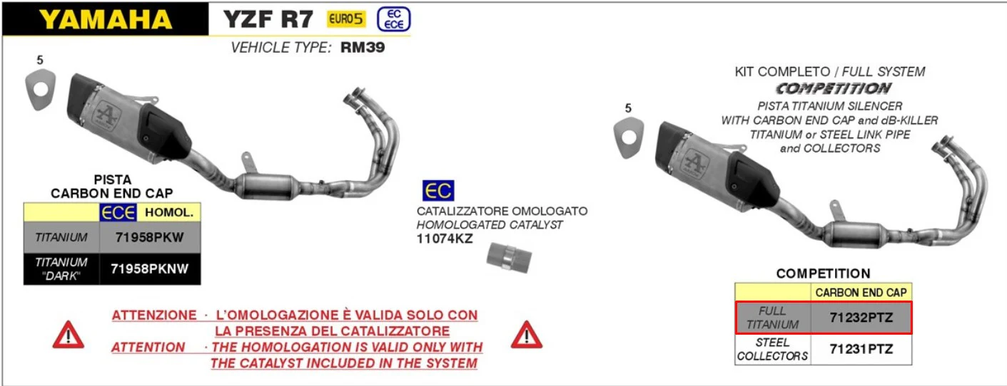 Arrow Komplettanlage Competition Titanium Yamaha YZF-R7 (21-26) 71232PTZ - Image 4