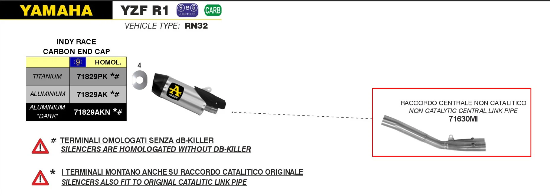 Arrow Racing Zwischenrohr Edelstahl Yamaha YZF-R1/M RN32 (15-16) 71630MI - Image 2