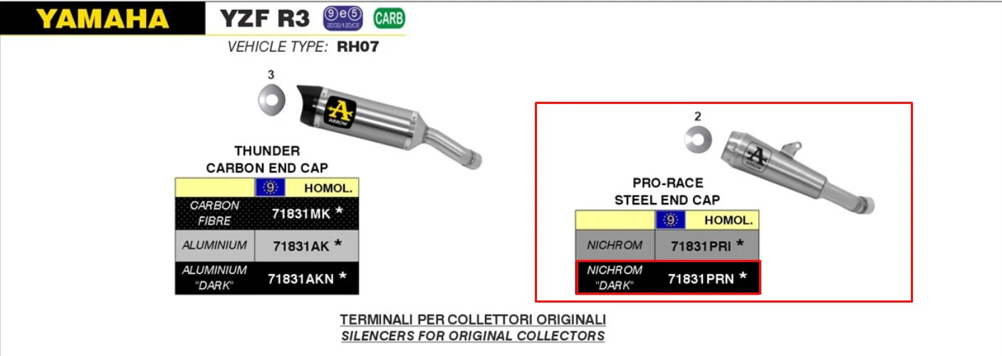Arrow Slip-On Pro-Race Edelstahl Dark Yamaha YZF-R3 (15-18) 71831PRN - Image 4