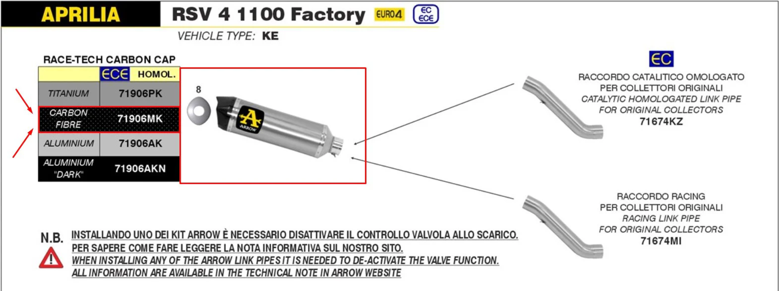 Arrow Slip-On Race-Tech Carbon Aprilia RSV4 1100 Factory (19-20) 71906MK - Image 3