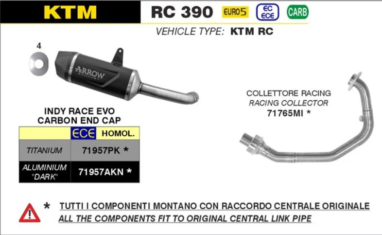 Arrow Slip-On Indy-Race Titanium KTM RC 390 (22-25) 71957PK - Image 4