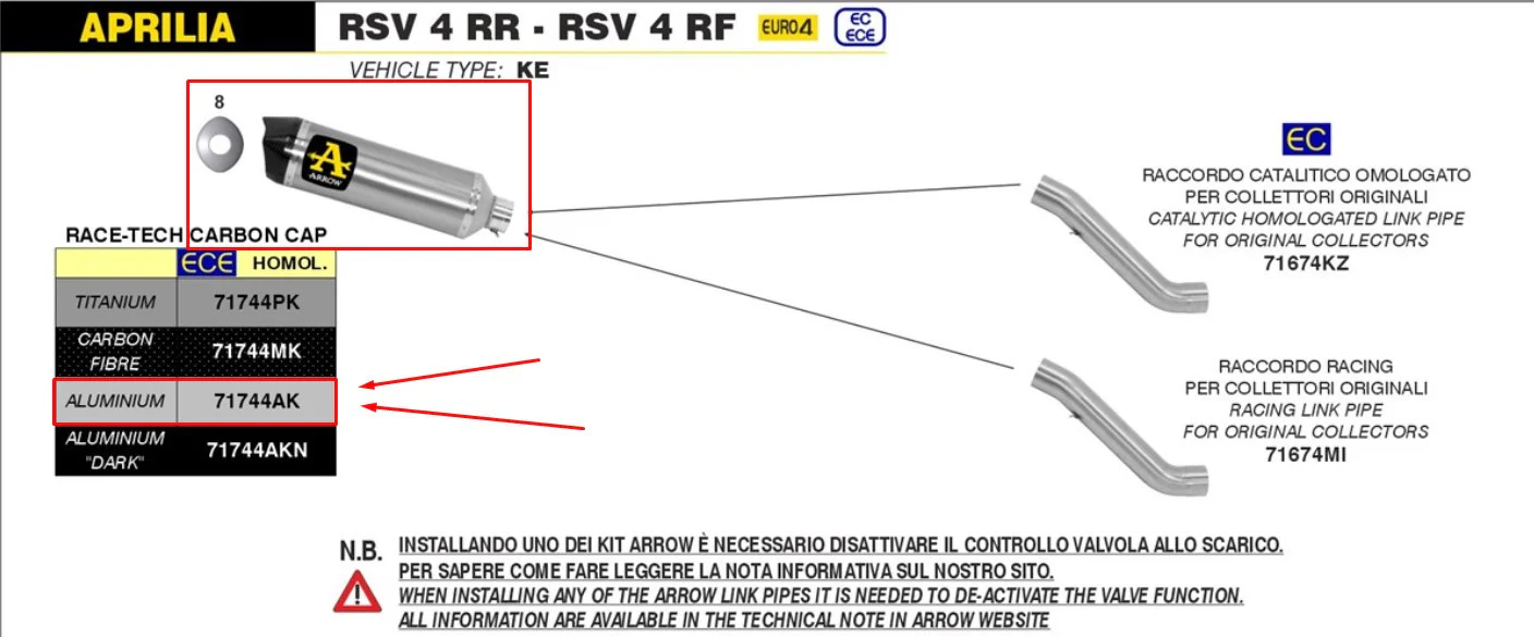 Arrow Slip-On Race-Tech Aluminium Aprilia RSV4/RR/RF (17-18) 71744AK - Image 4
