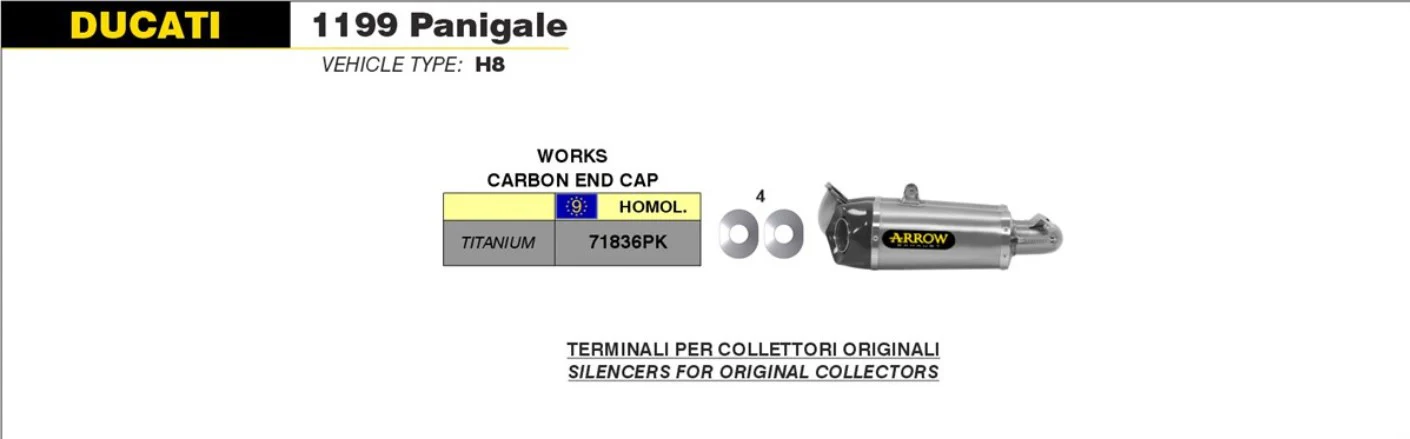 Arrow Slip-On Titanium Ducati Panigale 1199/R/S (12-17) 71836PK - Image 4