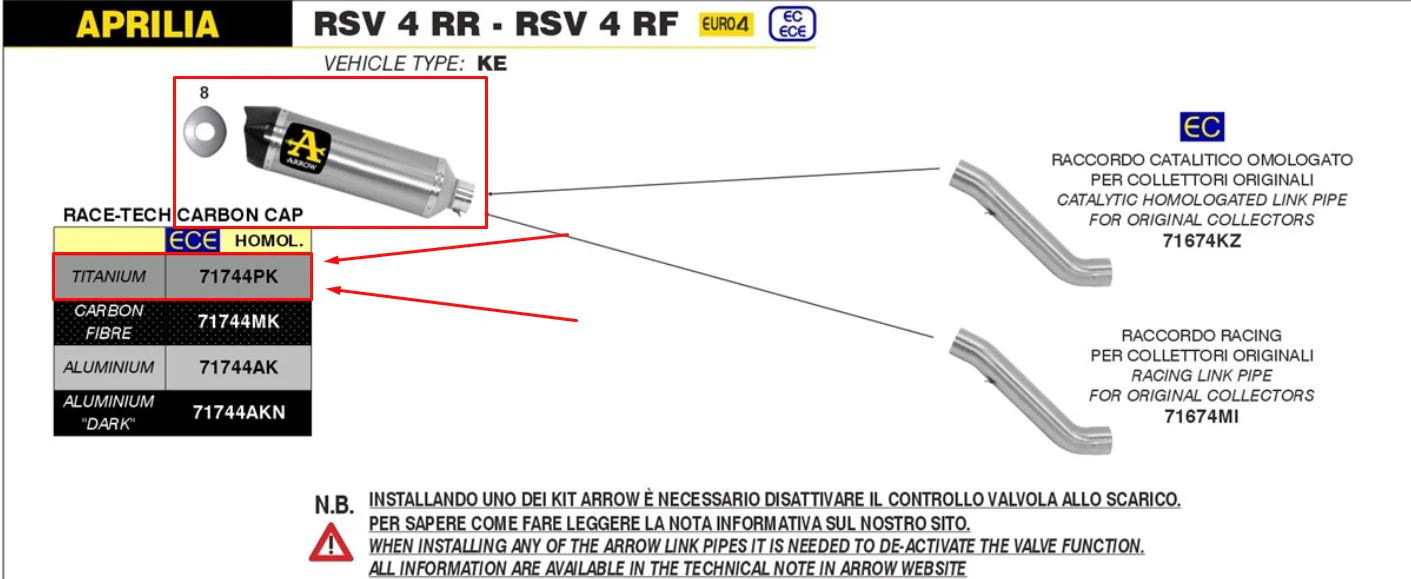 Arrow Slip-On Race-Tech Titanium Aprilia RSV4/RR/RF (17-18) 71744PK - Image 4