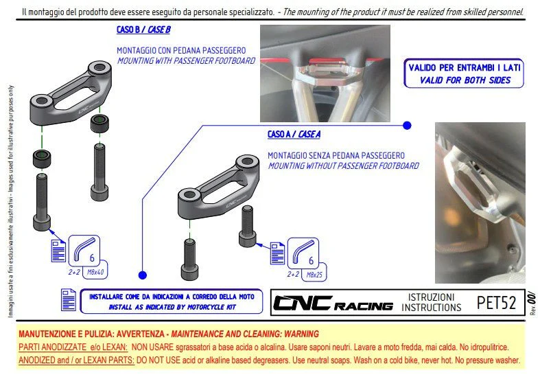 Sozius-Fußrasten Abdeckplatten Aluminium CNC Racing Ducati Panigale V4/S/R (25-26) PET52 - Image 7