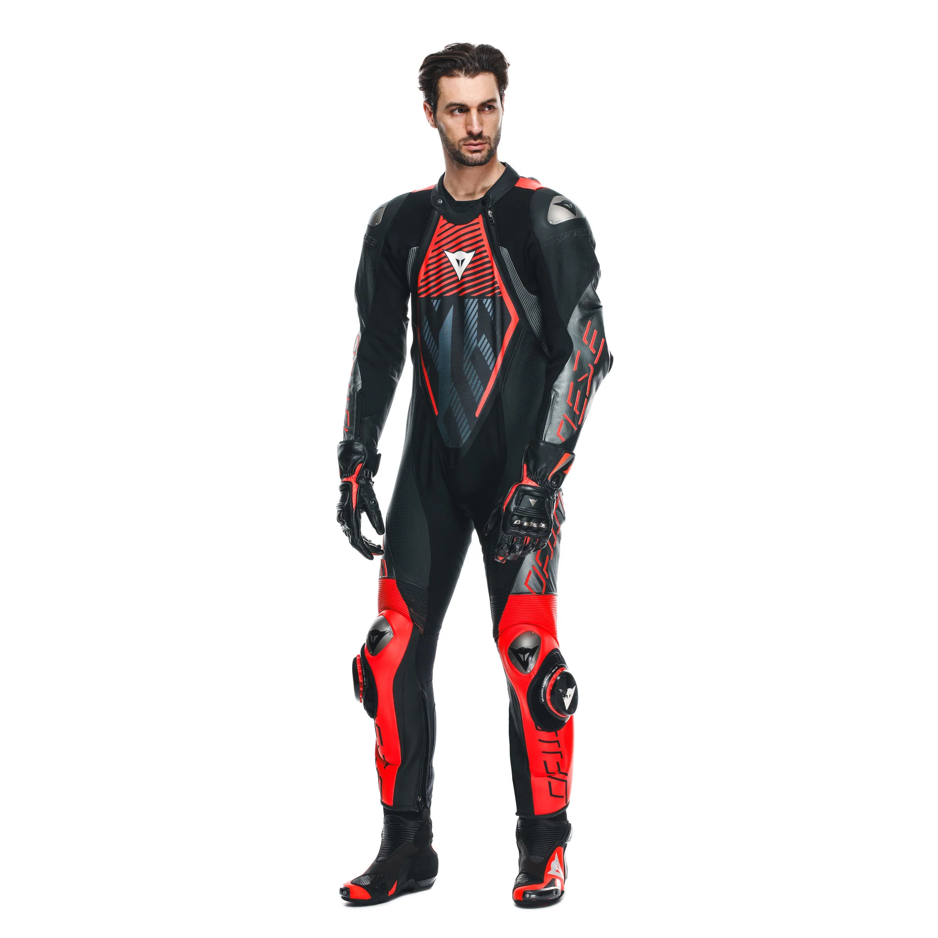 Dainese Audax D-ZIP Einteiler Lederkombi – Perforierter Rennanzug | Herren | Schwarz/Rot - Image 12