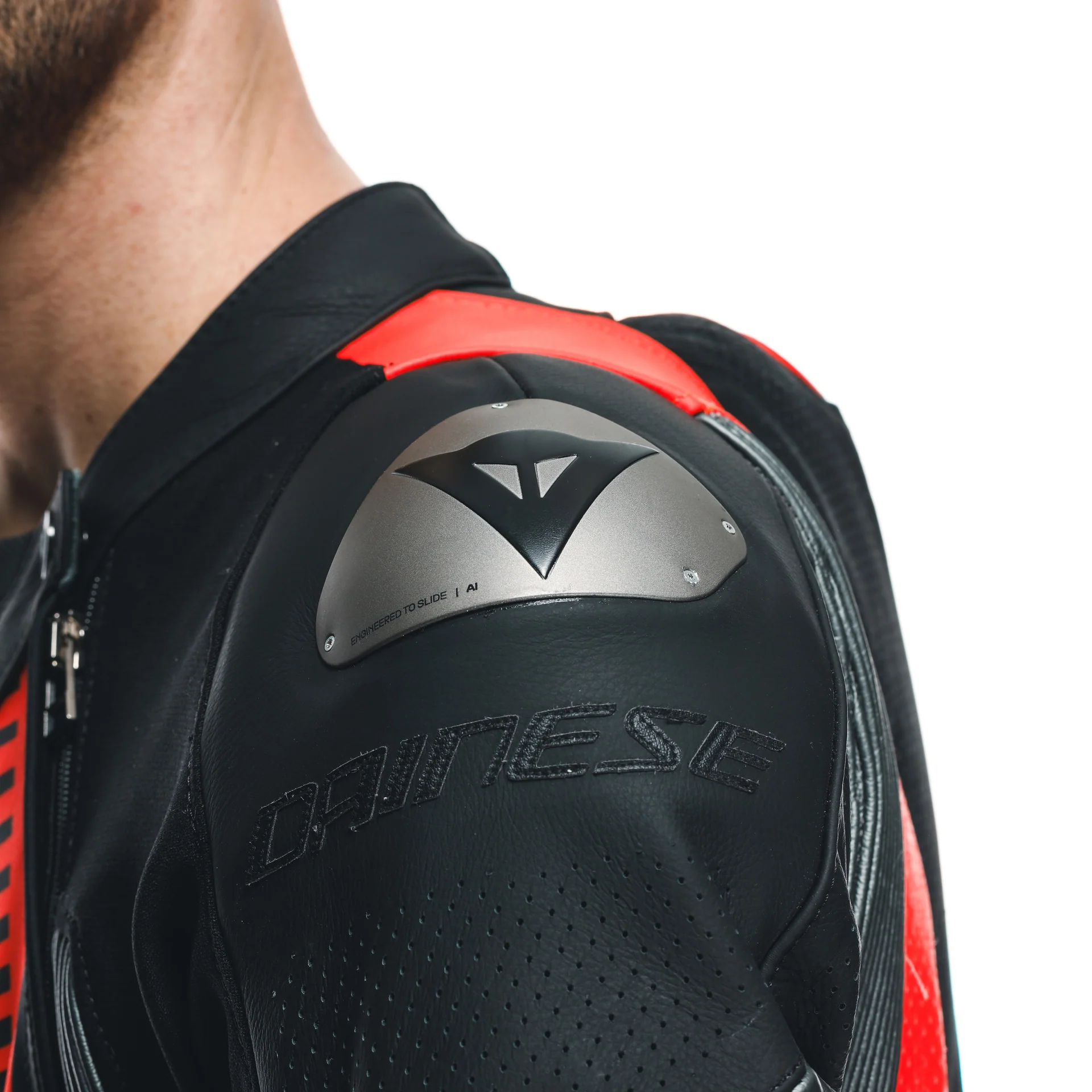 Dainese Audax D-ZIP Einteiler Lederkombi – Perforierter Rennanzug | Herren | Schwarz/Rot - Image 13