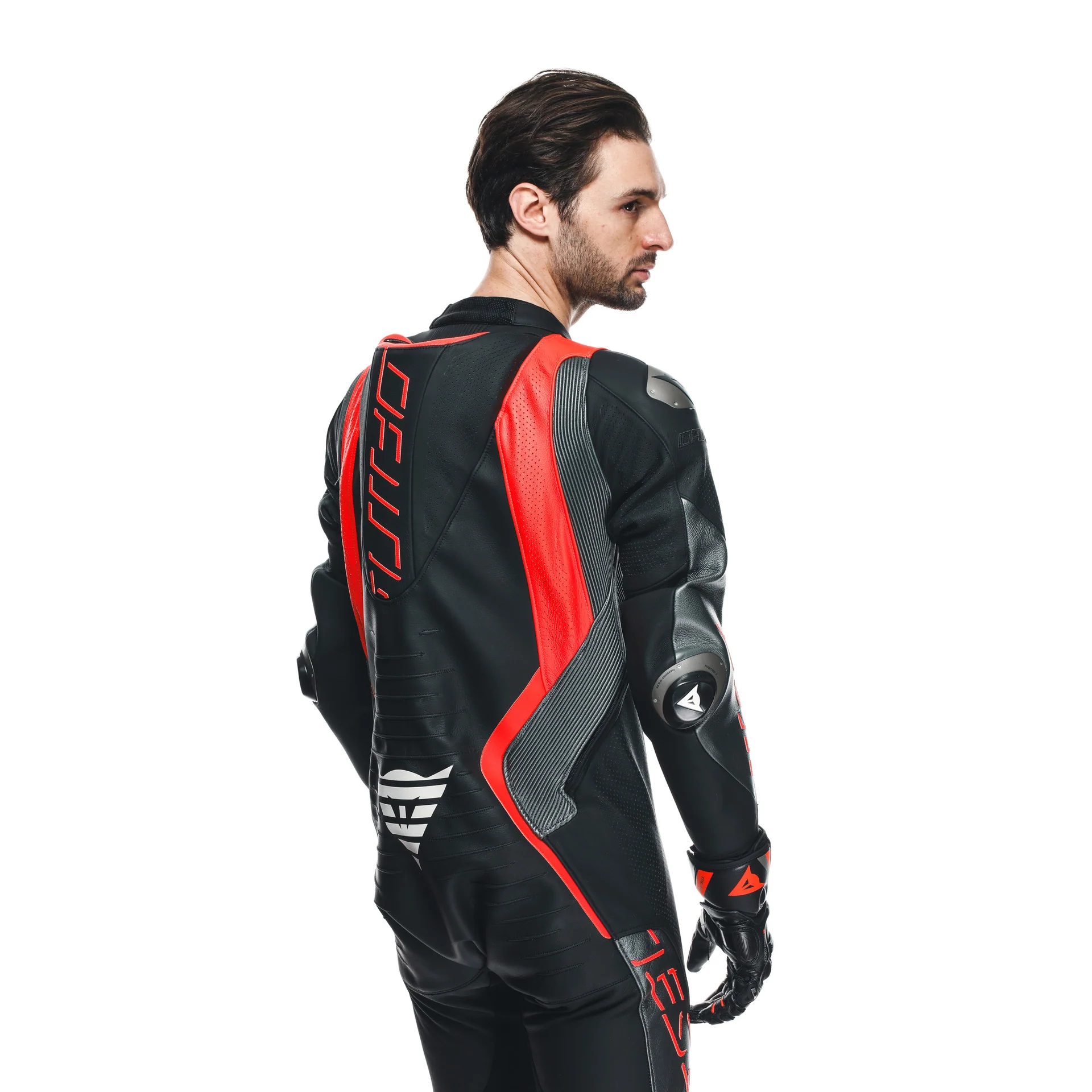Dainese Audax D-ZIP Einteiler Lederkombi – Perforierter Rennanzug | Herren | Schwarz/Rot - Image 4