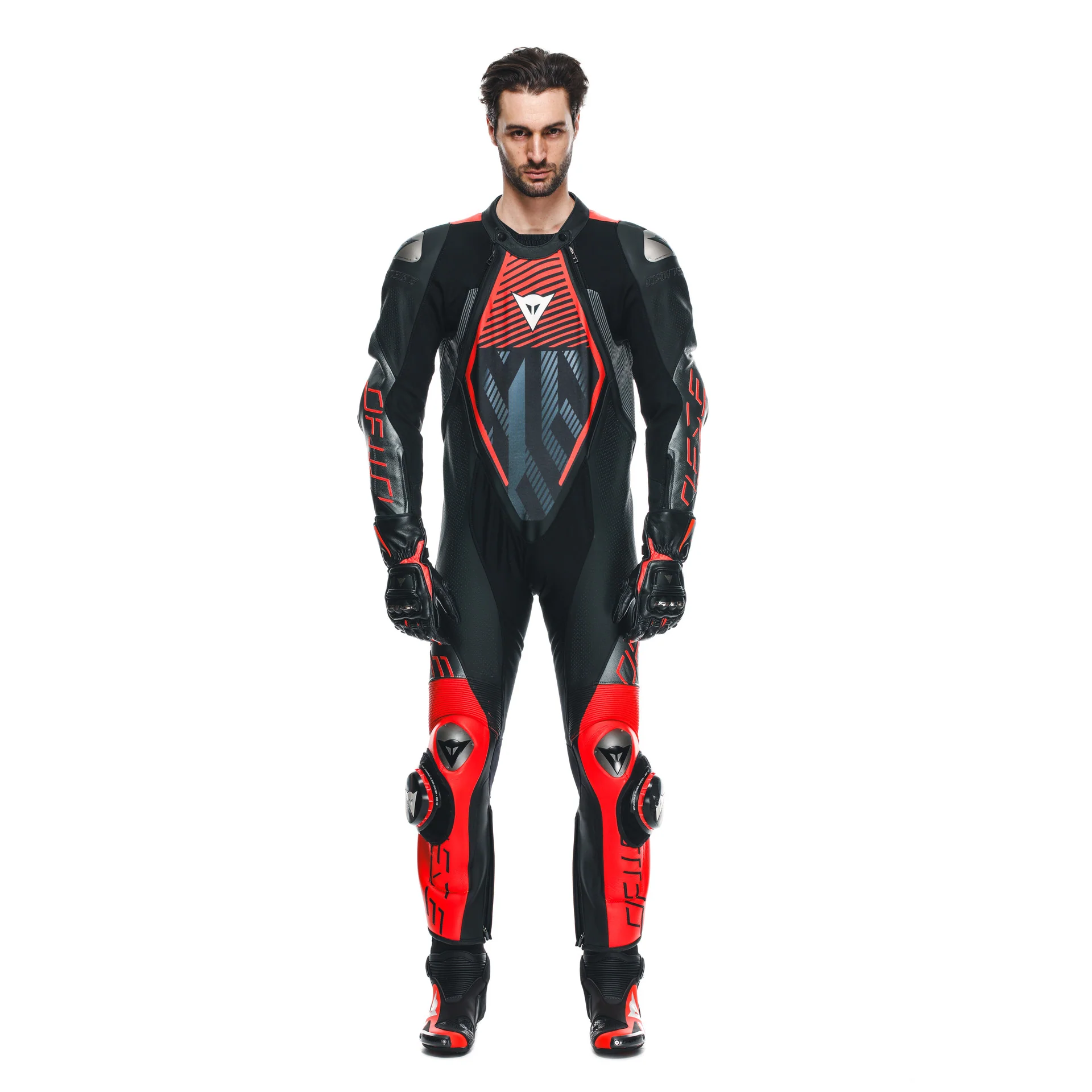 Dainese Audax D-ZIP Einteiler Lederkombi – Perforierter Rennanzug | Herren | Schwarz/Rot - Image 8