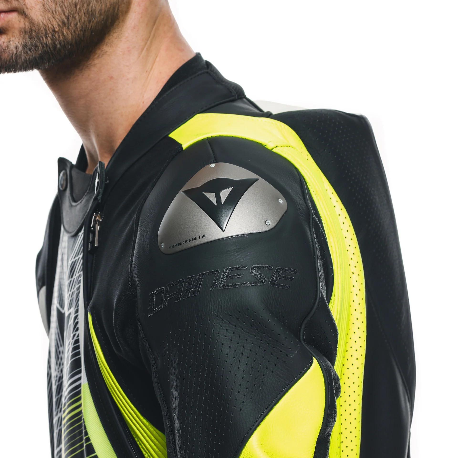 Dainese Audax D-ZIP Einteiler Lederkombi – Perforierter Rennanzug | Herren | Schwarz/Neon Gelb - Image 12