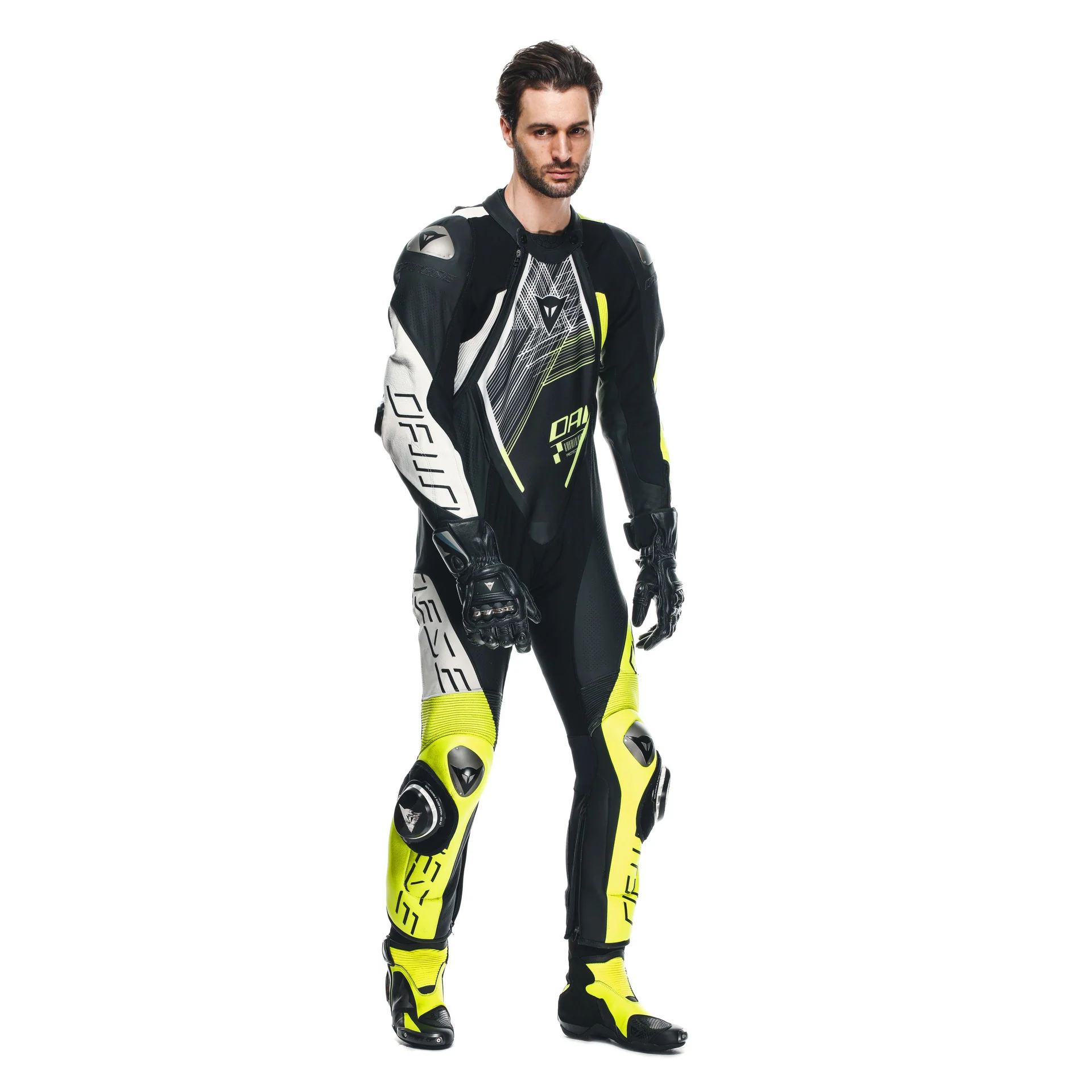 Dainese Audax D-ZIP Einteiler Lederkombi – Perforierter Rennanzug | Herren | Schwarz/Neon Gelb - Image 14