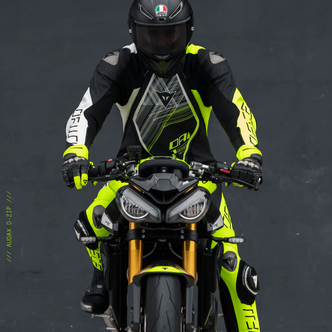 Dainese Audax D-ZIP Einteiler Lederkombi – Perforierter Rennanzug | Herren | Schwarz/Neon Gelb - Image 16