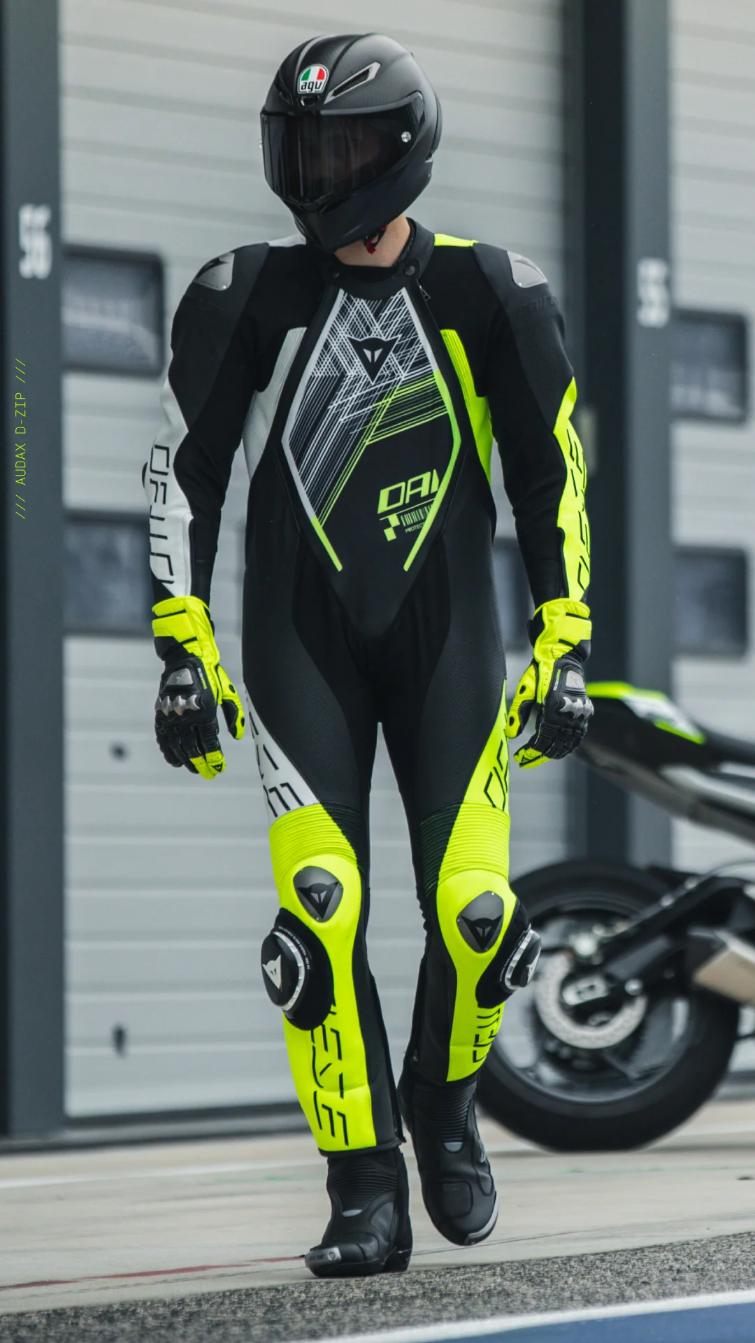 Dainese Audax D-ZIP Einteiler Lederkombi – Perforierter Rennanzug | Herren | Schwarz/Neon Gelb - Image 22