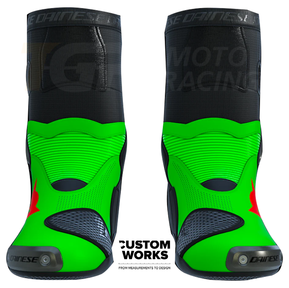 Dainese Axial 2 Air Racing und Straßen Motorradstiefel Franco Morbidelli Replica 2026 | Herren | Fluo Grün / Fluo Rot | Custom Works - Image 2