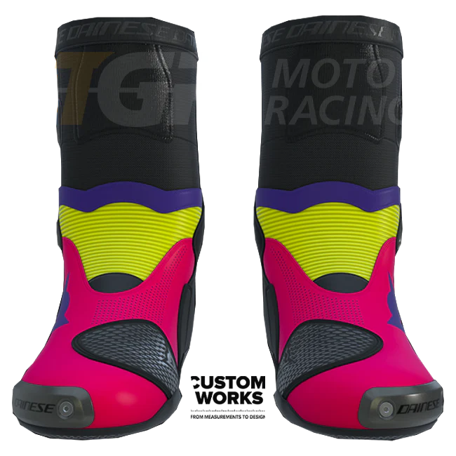 Dainese Axial 2 Air Racing und Straßen Motorradstiefel | Herren | Fuxia / Viola / Fluogelb | Custom Works - Image 2