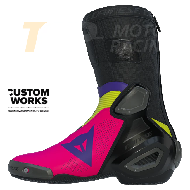 Dainese Axial 2 Air Racing und Straßen Motorradstiefel | Herren | Fuxia / Viola / Fluogelb | Custom Works - Image 3