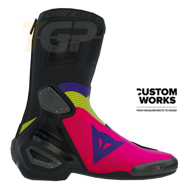Dainese Axial 2 Air Racing und Straßen Motorradstiefel | Herren | Fuxia / Viola / Fluogelb | Custom Works - Image 4