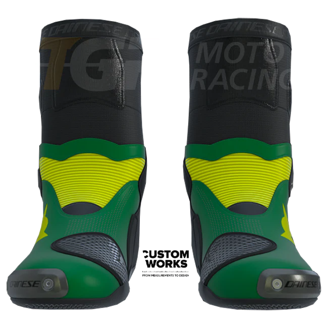 Dainese Axial 2 Air Racing und Straßen Motorradstiefel | Herren | Waldgrün / Gelb | Custom Works - Image 2