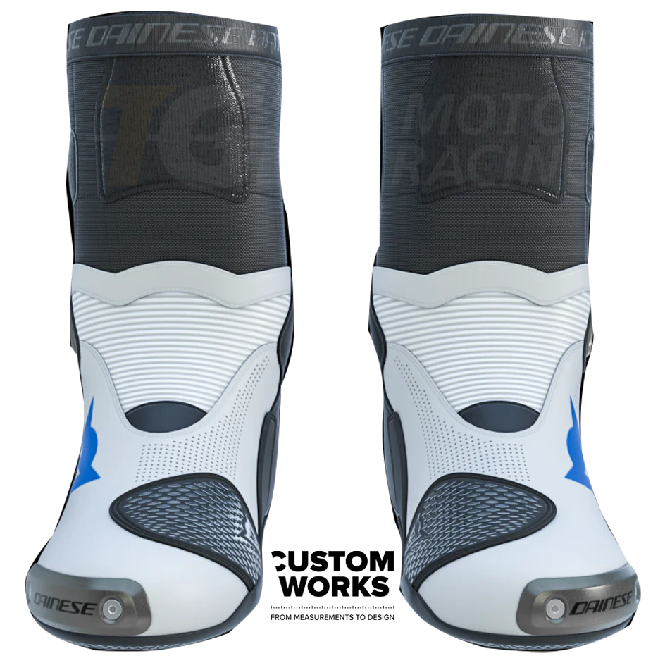 Dainese Axial 2 Air Racing und Straßen Motorradstiefel | Herren | Weiß / Himmelblau | Custom Works - Image 2