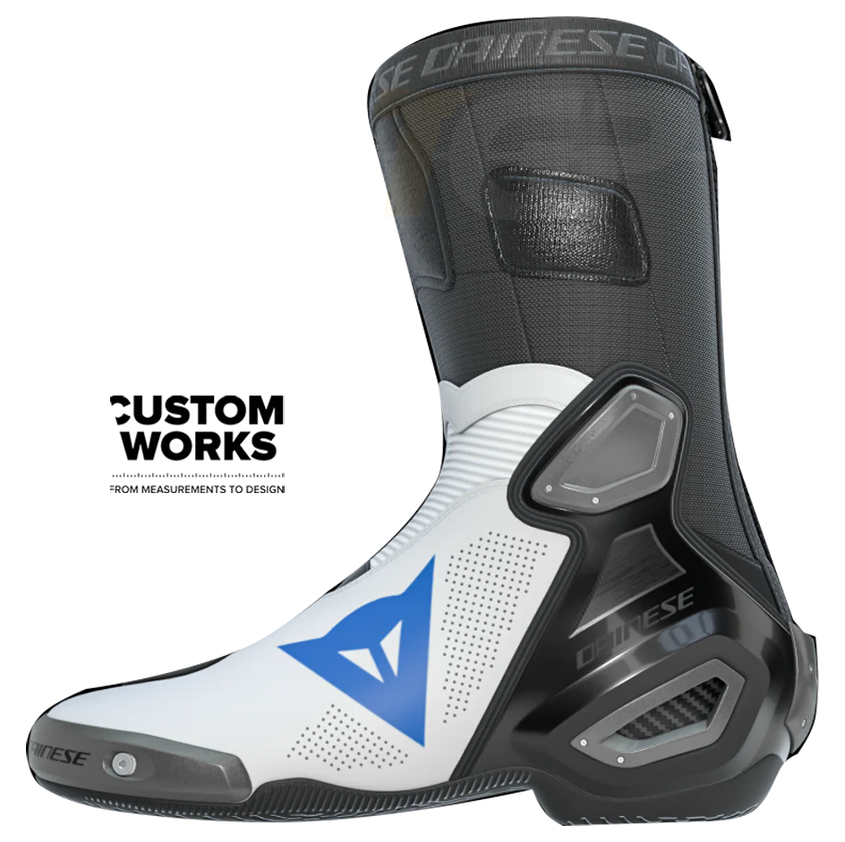 Dainese Axial 2 Air Racing und Straßen Motorradstiefel | Herren | Weiß / Himmelblau | Custom Works - Image 4