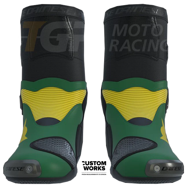 Dainese Axial 2 Racing und Straßen Motorradstiefel | Herren | Waldgrün / Gelb | Custom Works - Image 2