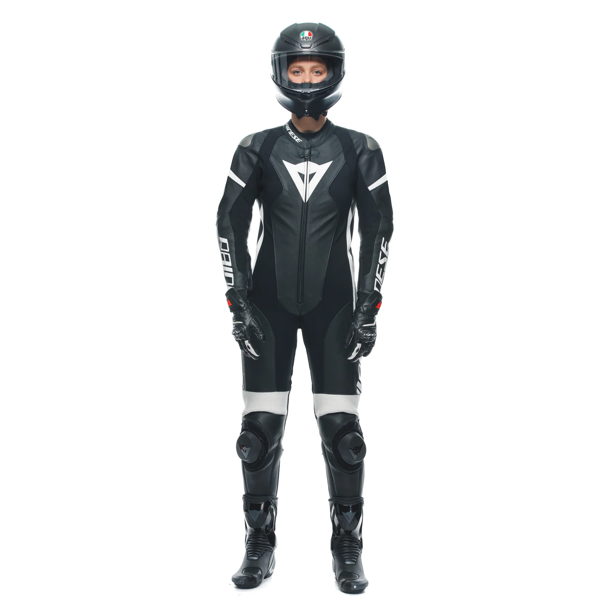 Dainese Grobnik Lady Einteiler Lederkombi – Perforierter Rennanzug | Frauen | Schwarz/Weiß - Image 5