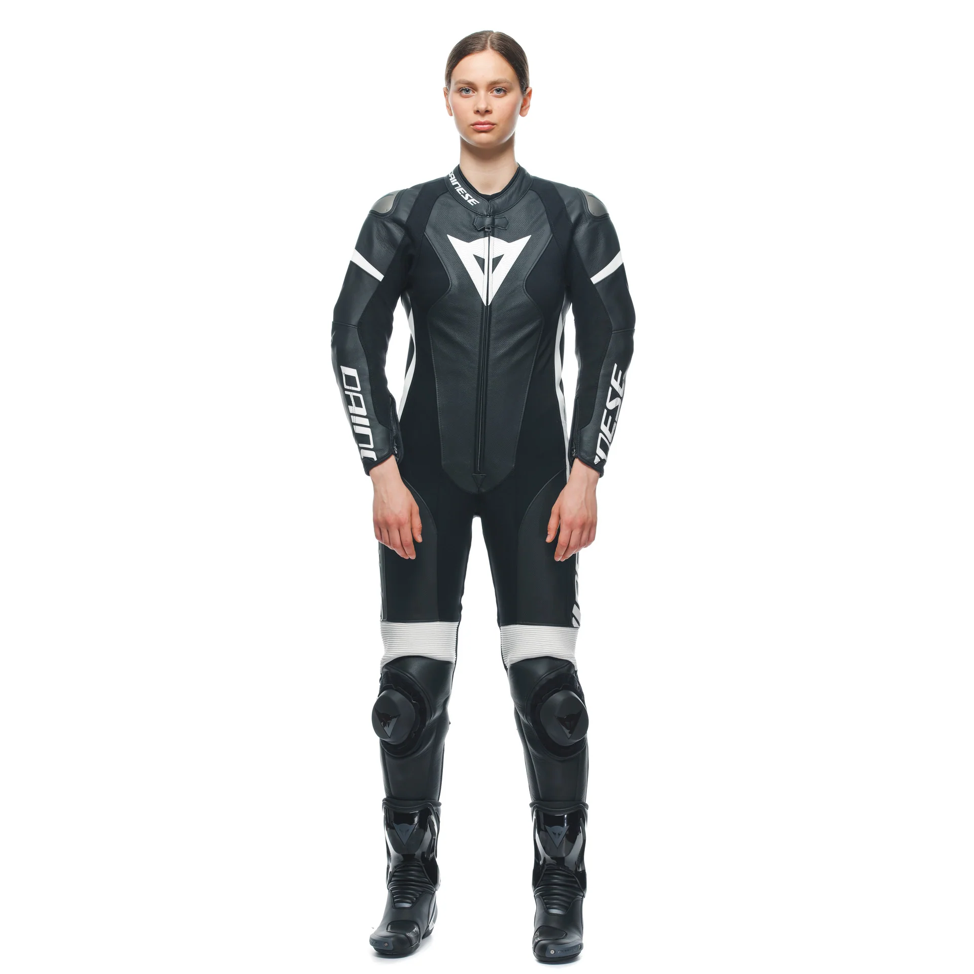 Dainese Grobnik Lady Einteiler Lederkombi – Perforierter Rennanzug | Frauen | Schwarz/Weiß - Image 9