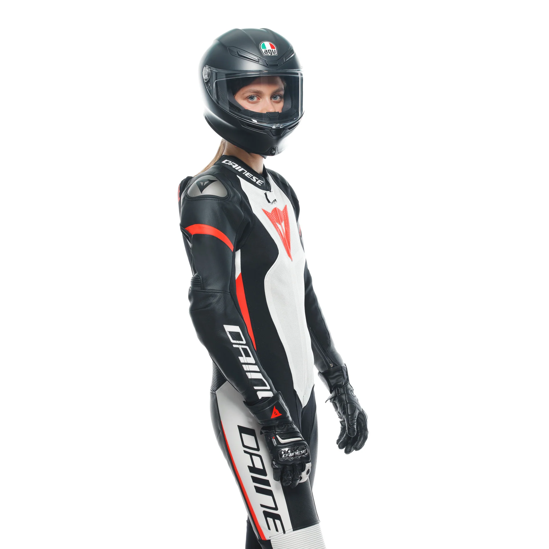 Dainese Grobnik Lady Einteiler Lederkombi – Perforierter Rennanzug | Frauen | Weiß/Rot - Image 10