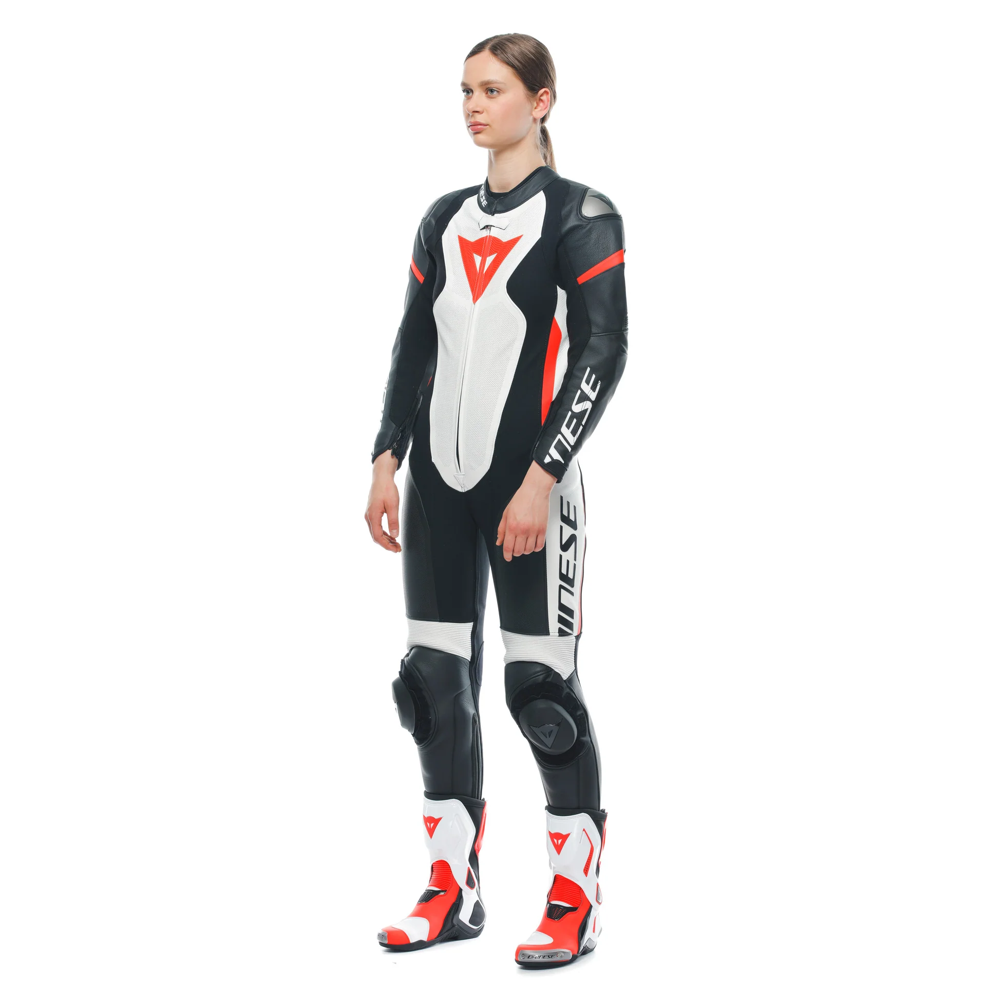 Dainese Grobnik Lady Einteiler Lederkombi – Perforierter Rennanzug | Frauen | Weiß/Rot - Image 11