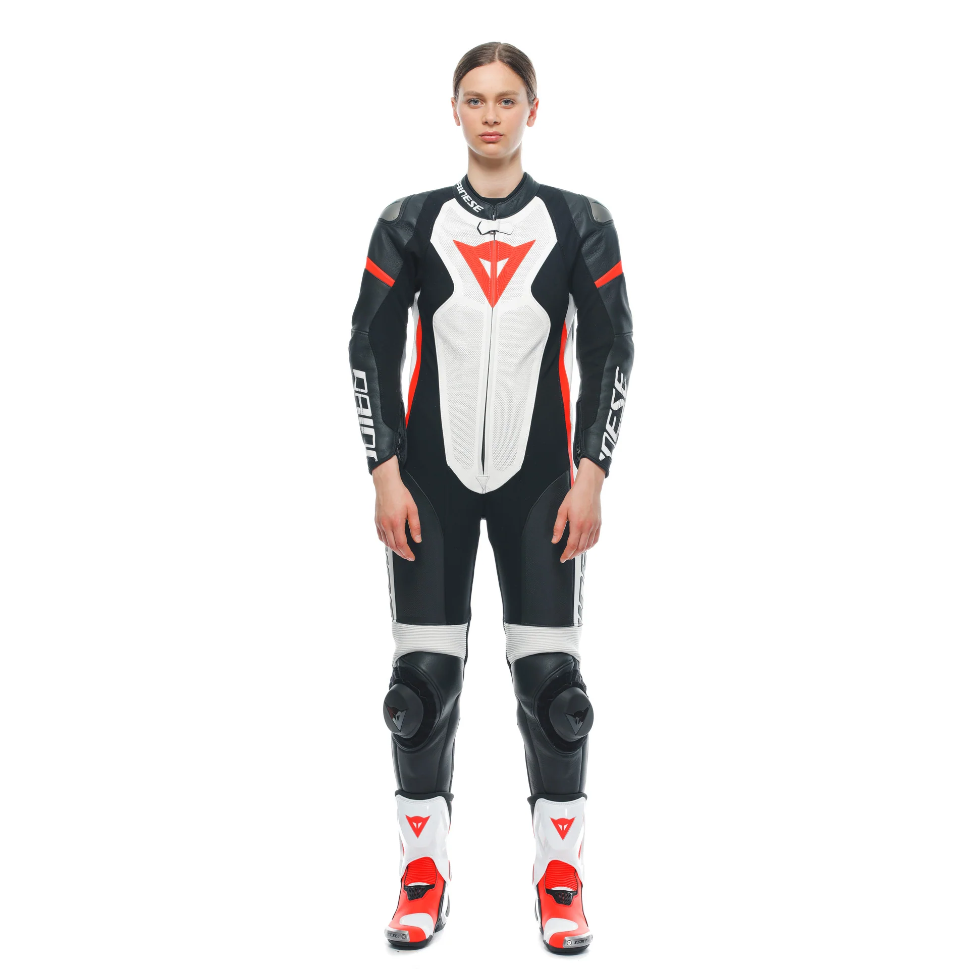 Dainese Grobnik Lady Einteiler Lederkombi – Perforierter Rennanzug | Frauen | Weiß/Rot - Image 12