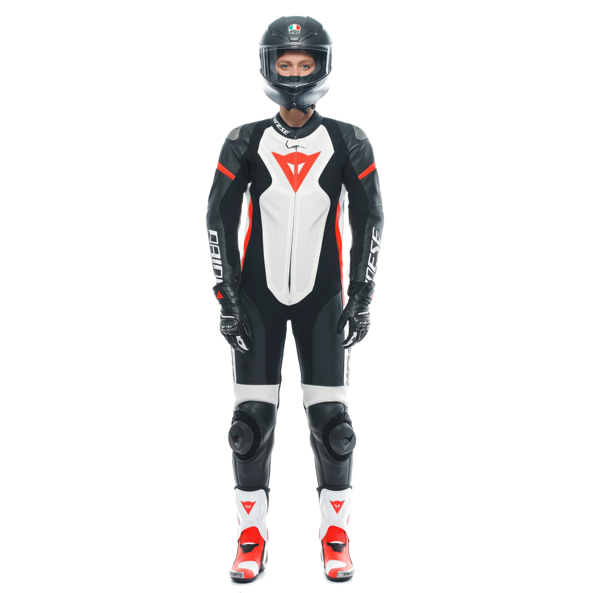 Dainese Grobnik Lady Einteiler Lederkombi – Perforierter Rennanzug | Frauen | Weiß/Rot - Image 9