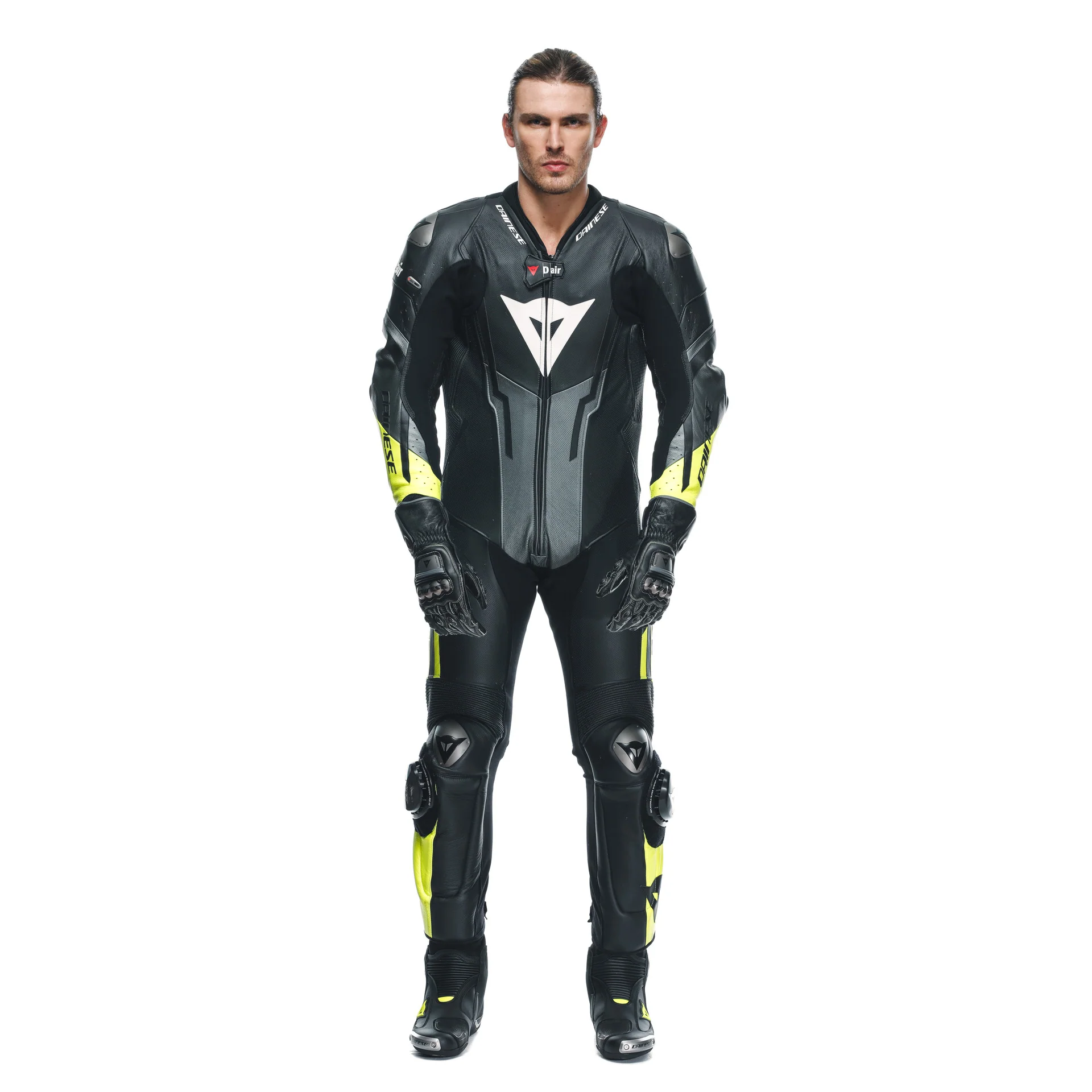 Dainese Misano 3 D-AIR® Einteiler Lederkombi – Perforierter Airbag Rennanzug | Herren | Schwarz/Neon Gelb - Image 11