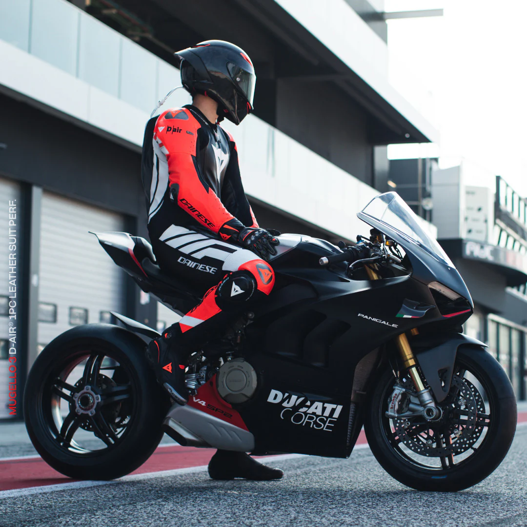 Dainese Mugello 3 D-AIR® Einteiler Lederkombi – Perforierter Airbag Rennanzug | Herren | Schwarz/Rot - Image 18
