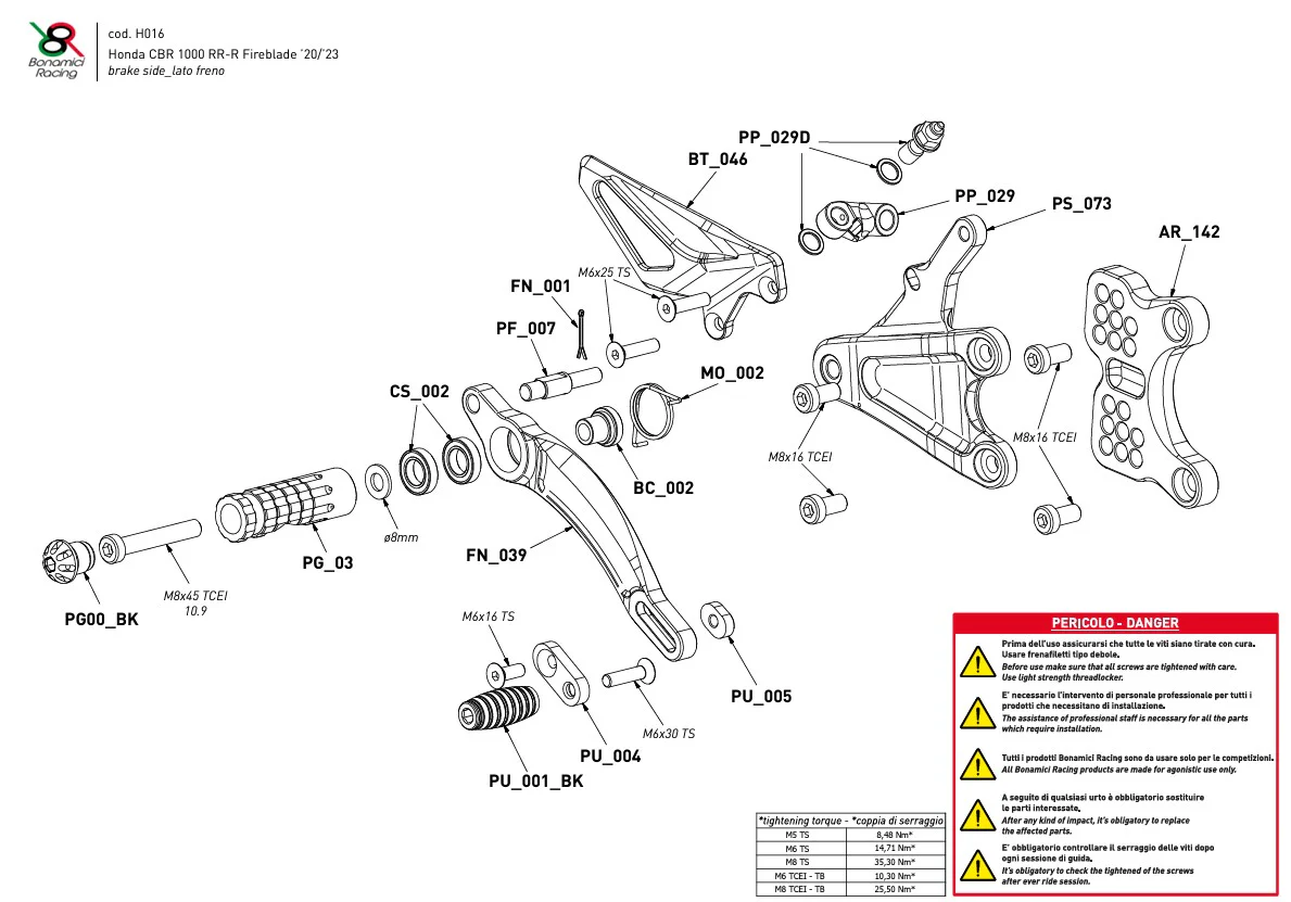 Fußrastenanlage Bonamici Racing Honda CBR 1000 RR-R SC82 (20-26) H016 - Image 2