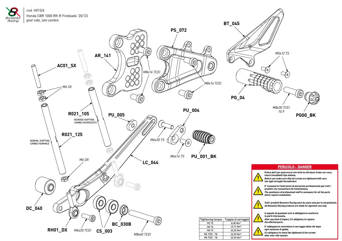 Fußrastenanlage Race Bonamici Racing Honda CBR 1000 RR-R SC82 (20-26) H015 - Image 3