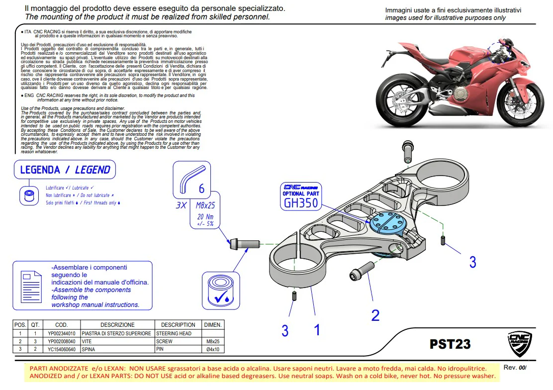 Gabelbrücke (OBEN) CNC Racing Ducati Panigale V4/S (25-26) PST23BR - Image 3