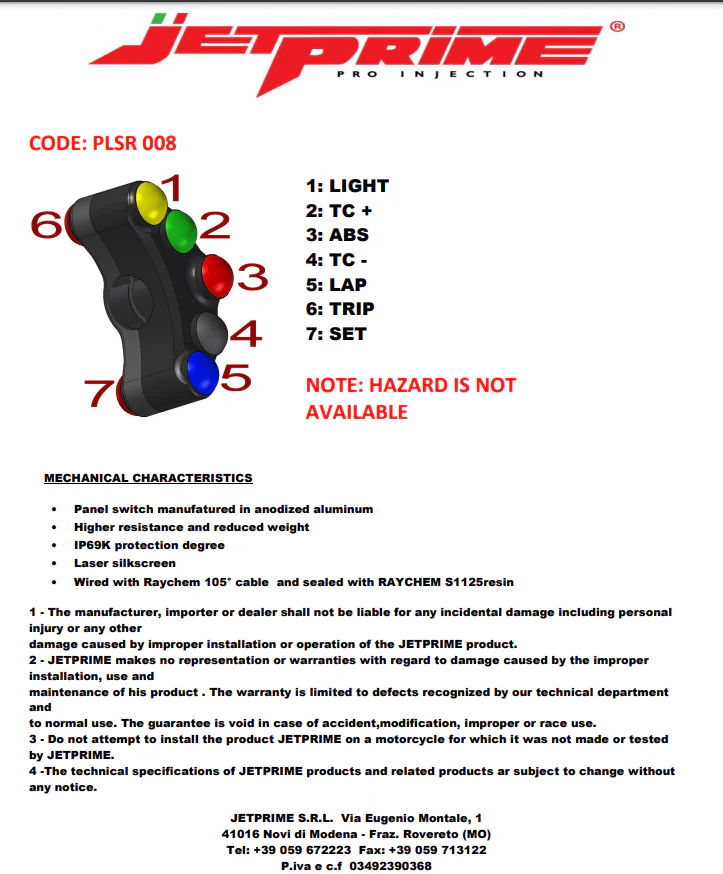 Lenkerschalter Race links JetPrime BMW S1000RR K46 (15-18) JP PLSR 008 - Image 14