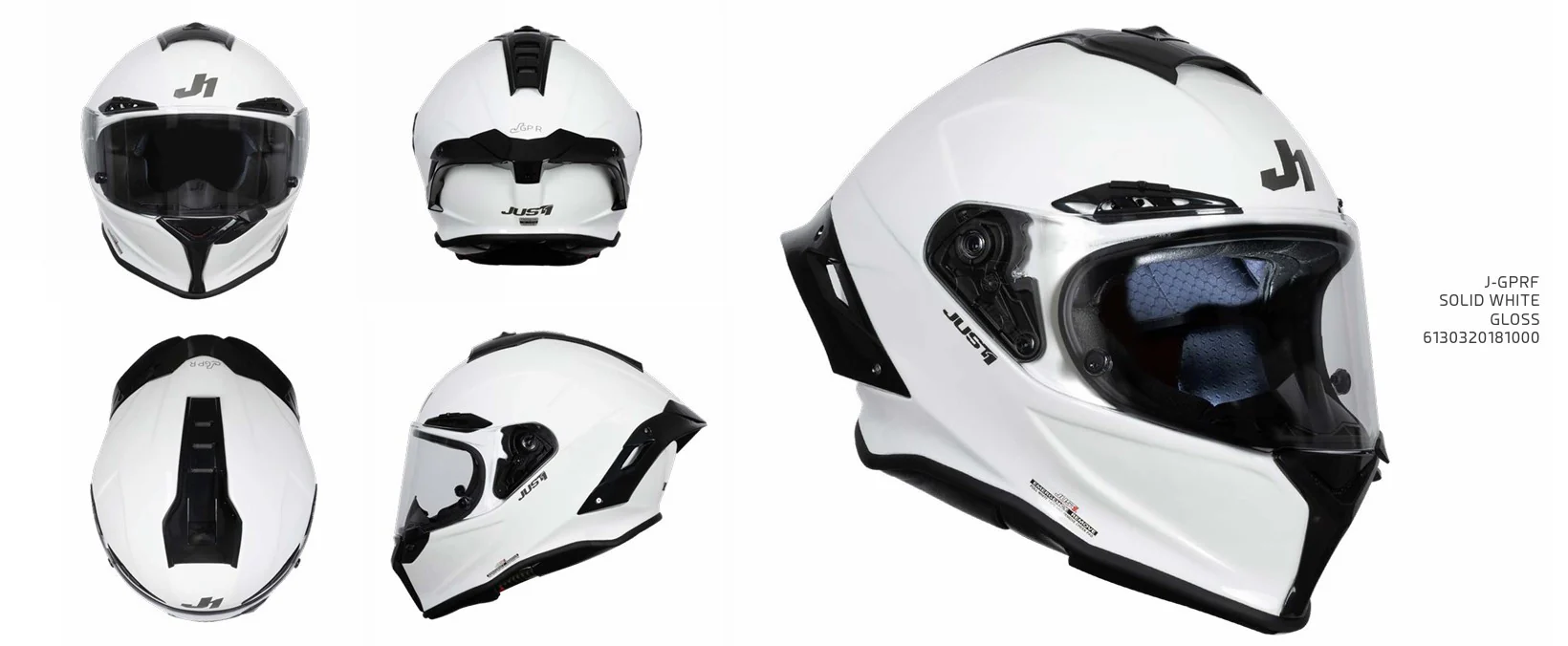 Just1 J-PGRF Helm Solid White Glossy 6130320181000 - Image 2