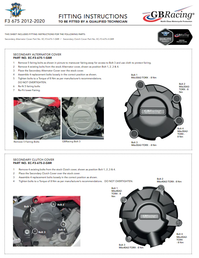 Kupplung Protektor Schutzabdeckung GBRacing MV Agusta F3 675/800 (12-26) - Image 5