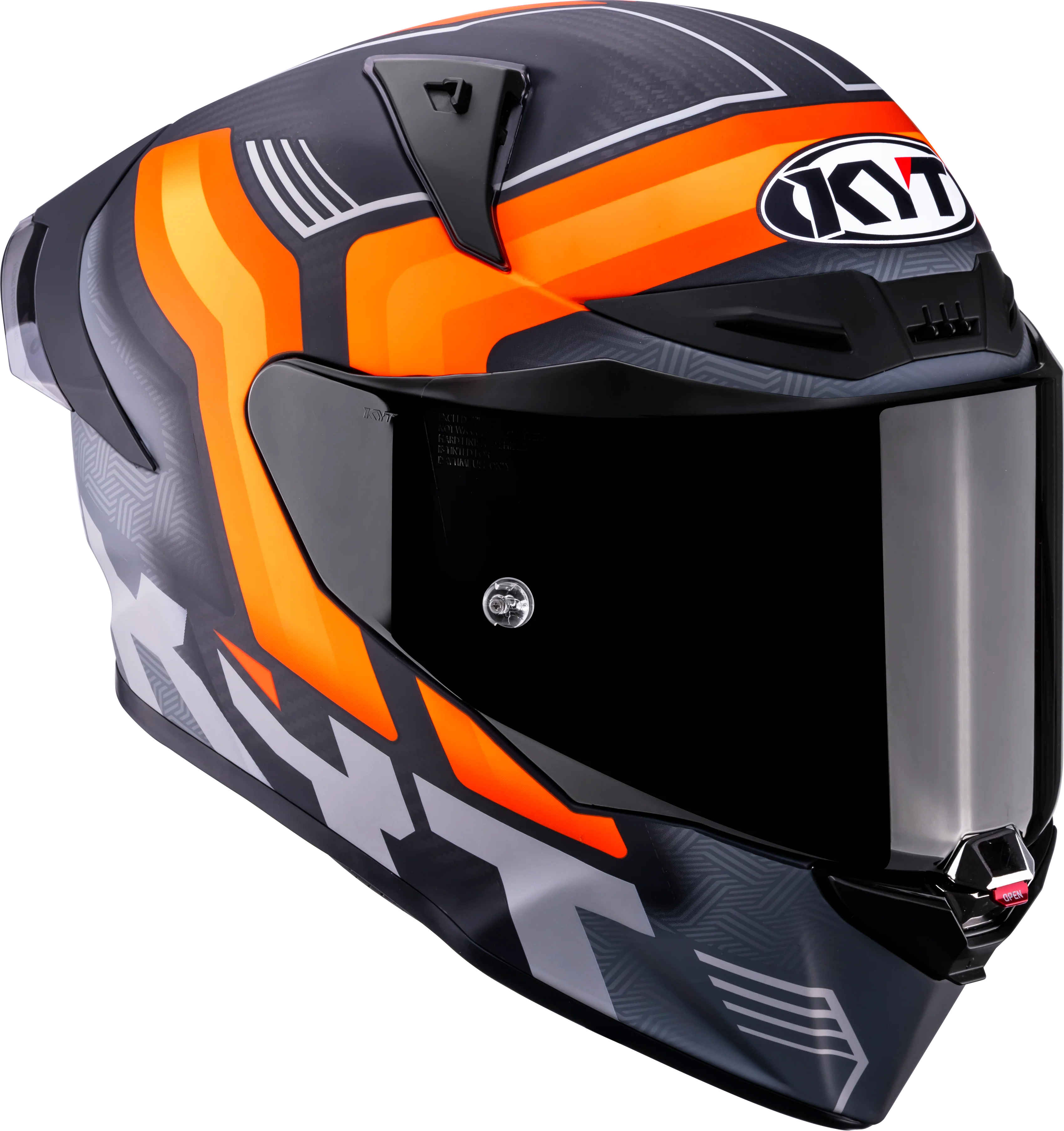 KYT R1R Racing Helm Carbon Accelerator Matt Orange Y6R10001 - Image 3