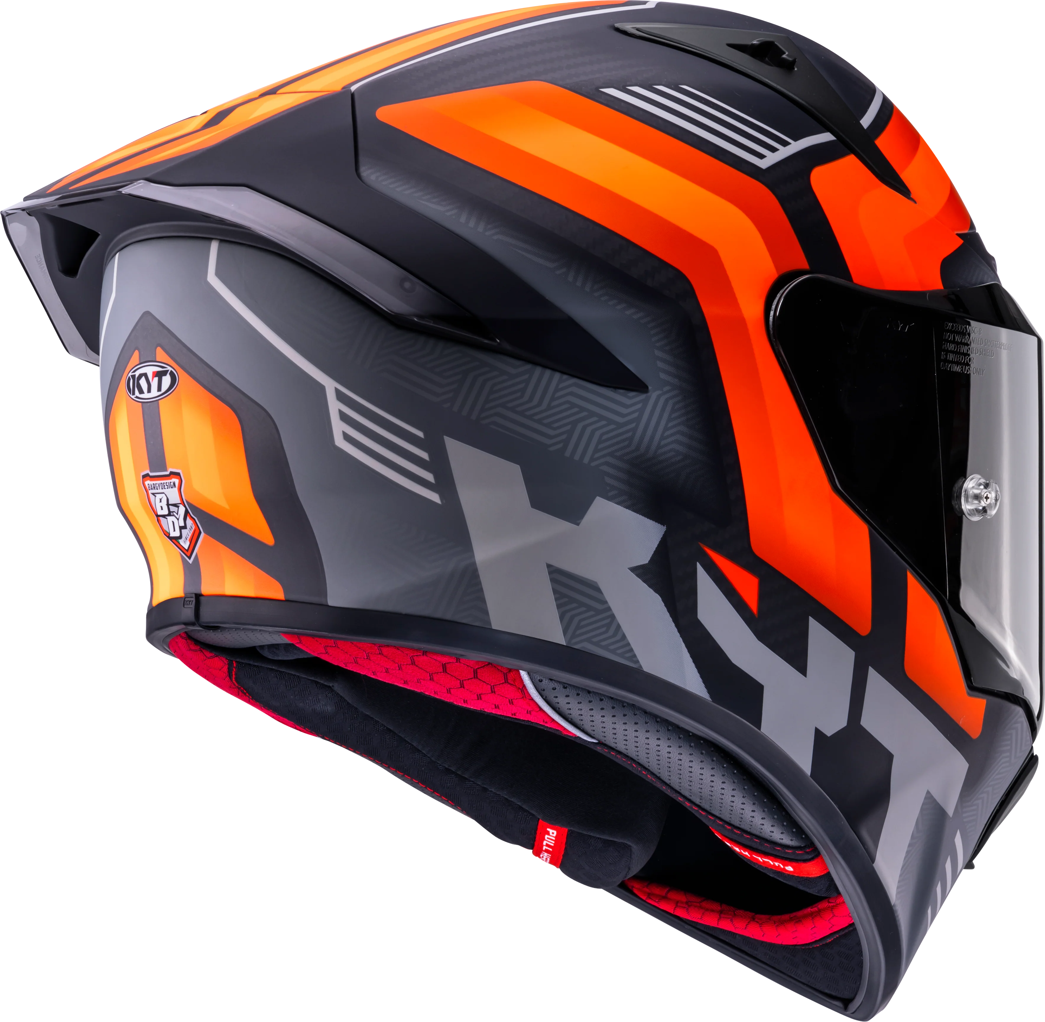 KYT R1R Racing Helm Carbon Accelerator Matt Orange Y6R10001 - Image 5