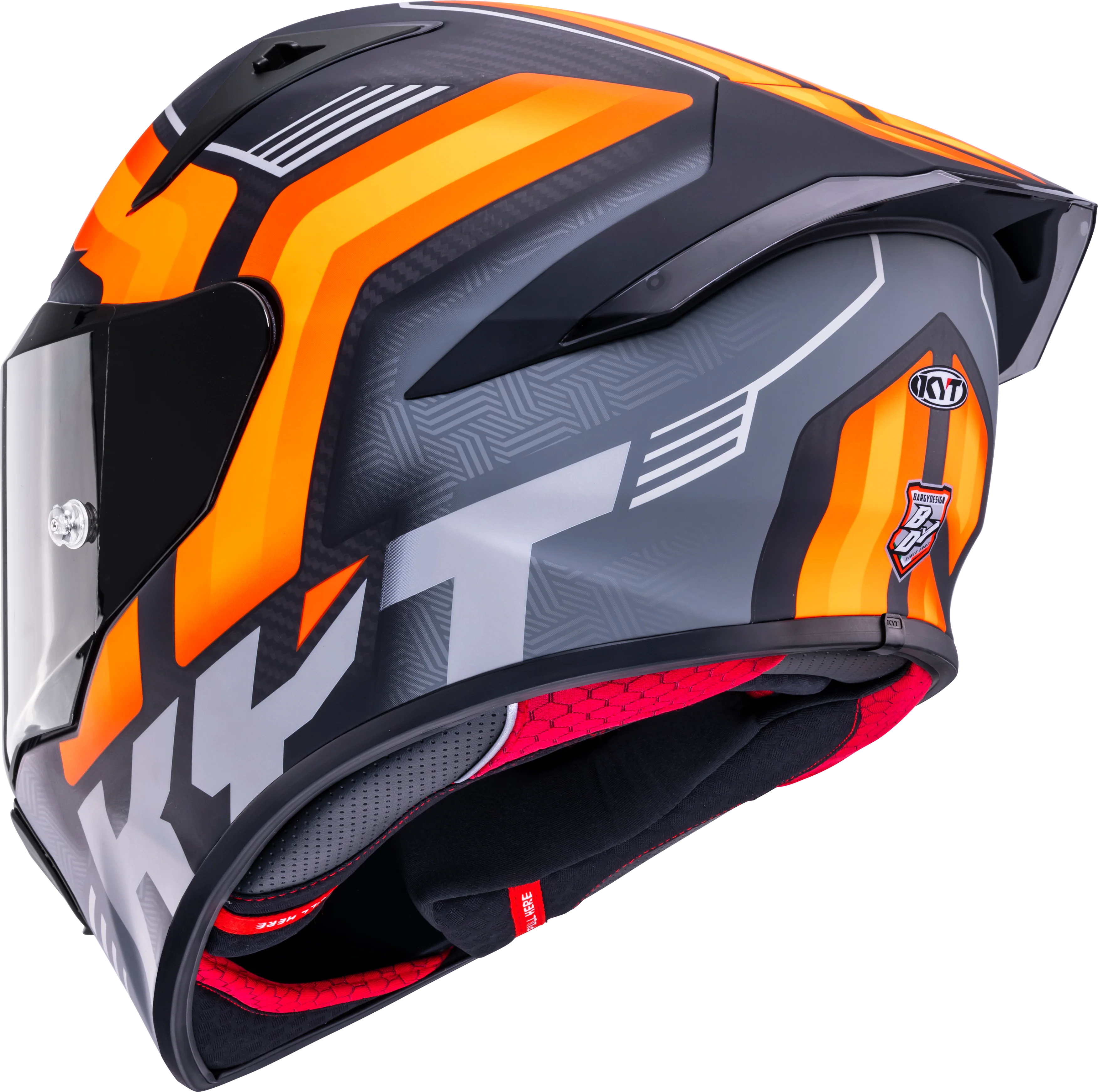 KYT R1R Racing Helm Carbon Accelerator Matt Orange Y6R10001 - Image 7