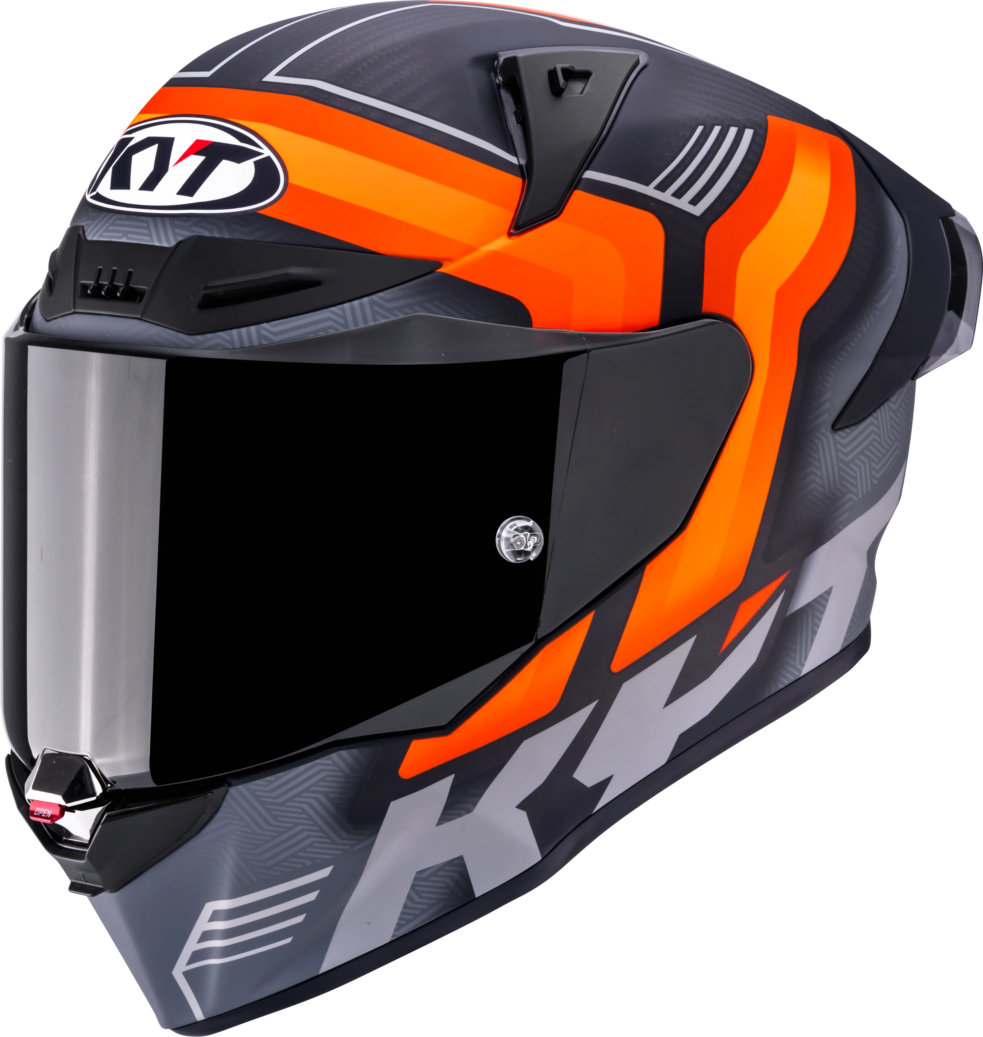 KYT R1R Racing Helm Carbon Accelerator Matt Orange Y6R10001 - Image 8