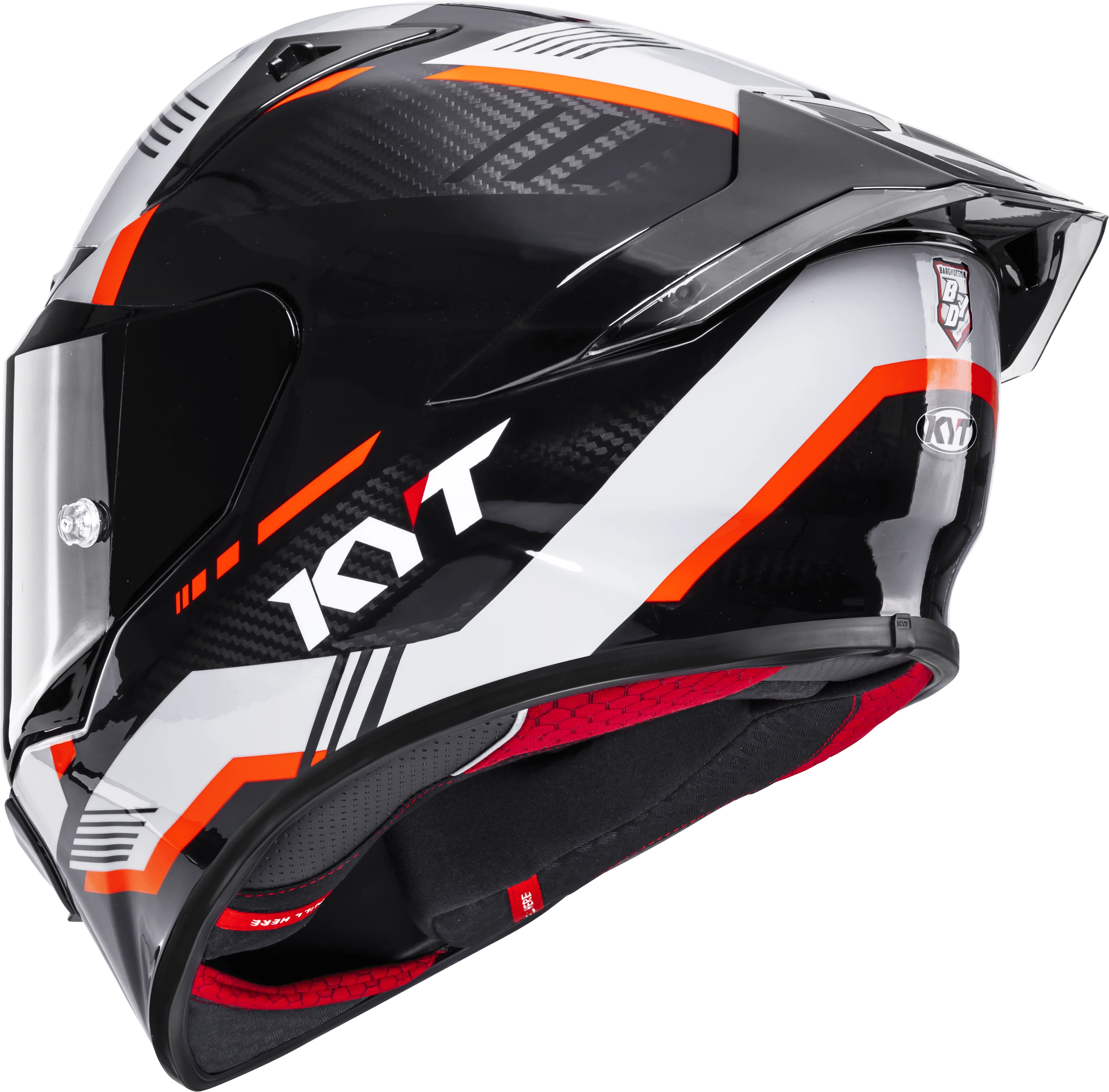 KYT R1R Racing Helm Carbon Zone Orange Y6R10008 - Image 7