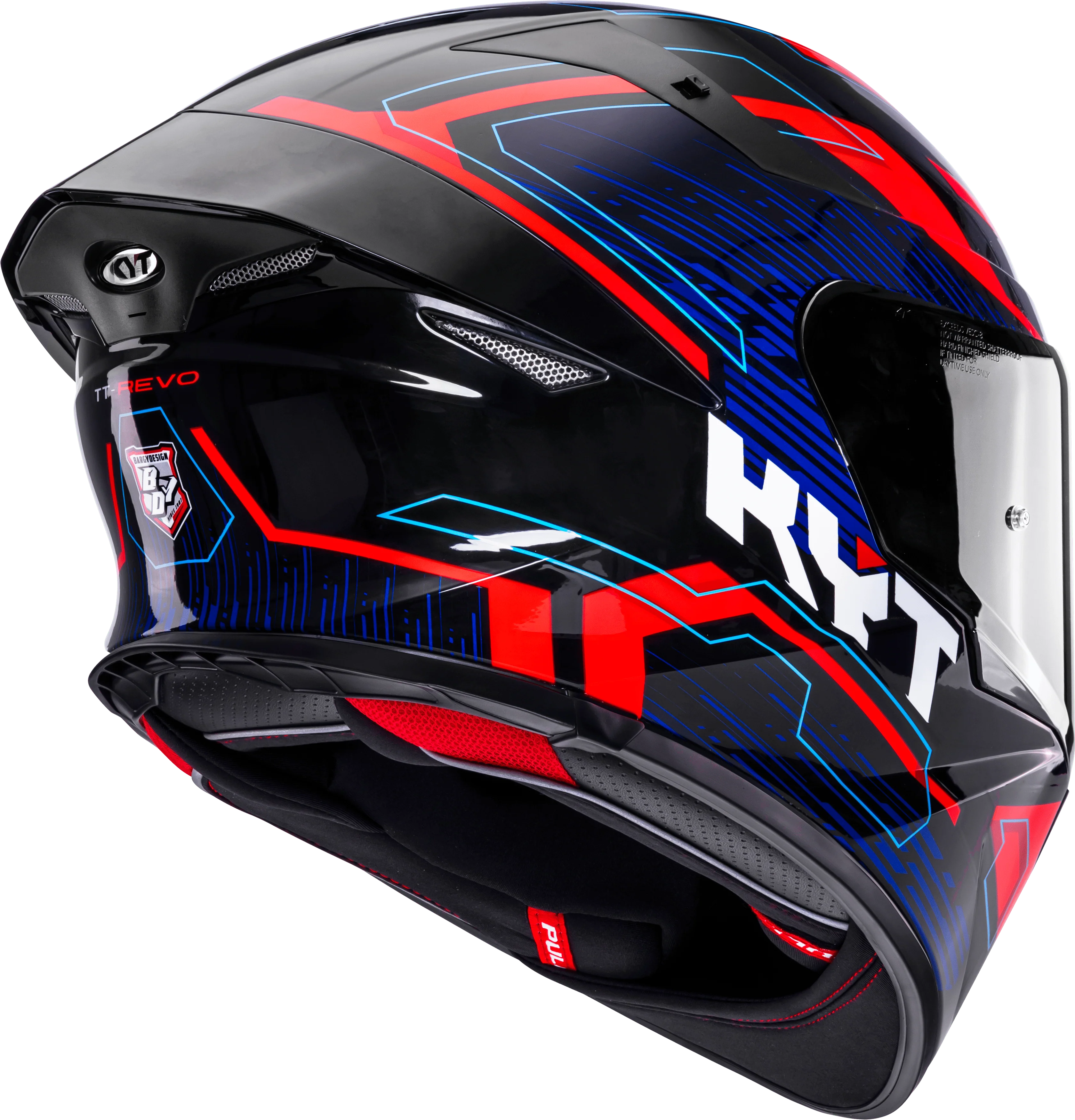 KYT TT-Revo Helm Speeding Schwarz / Rot / Blau Y6TR0053 - Image 5